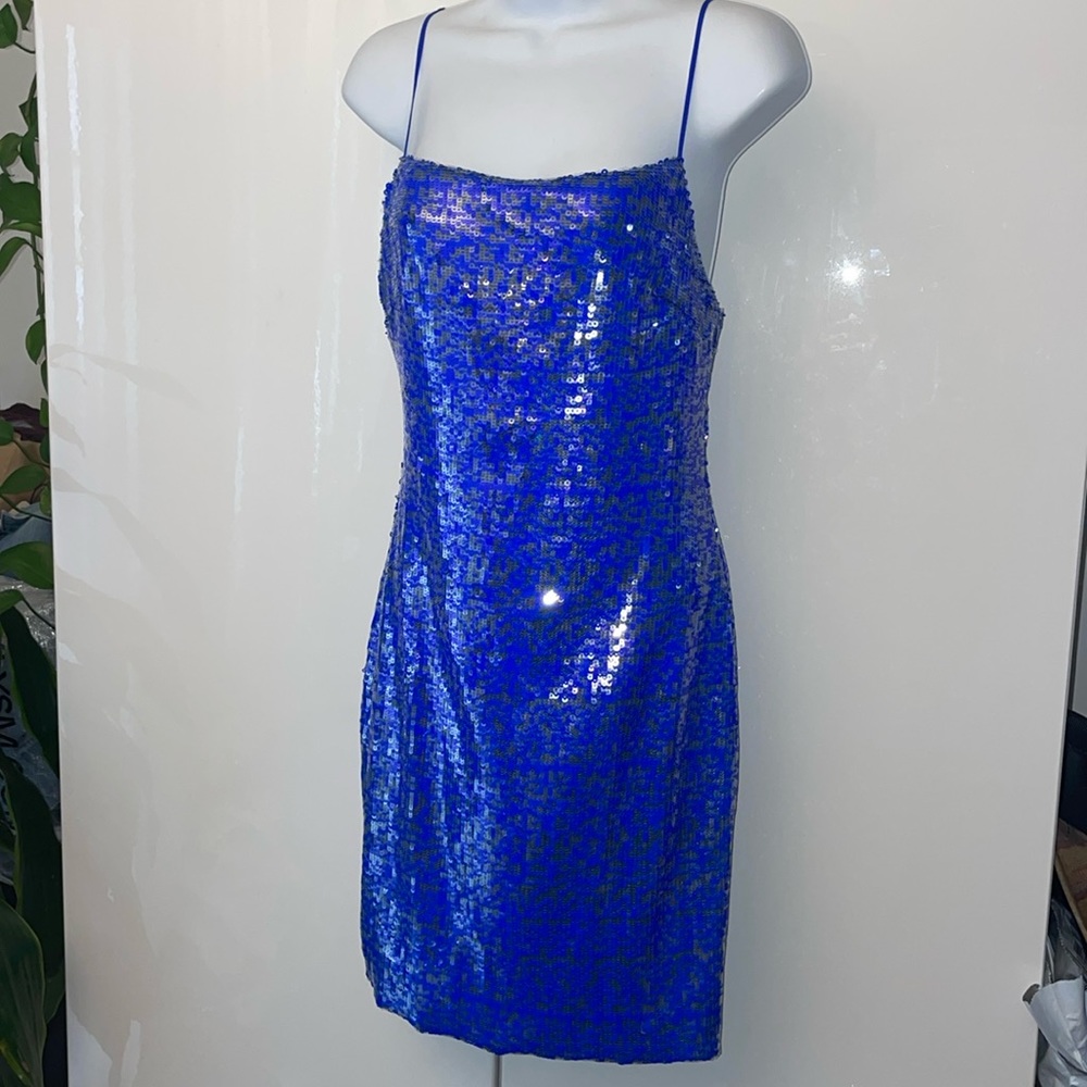 NWT Lavender Brown dodger blue sequin mini dress Small